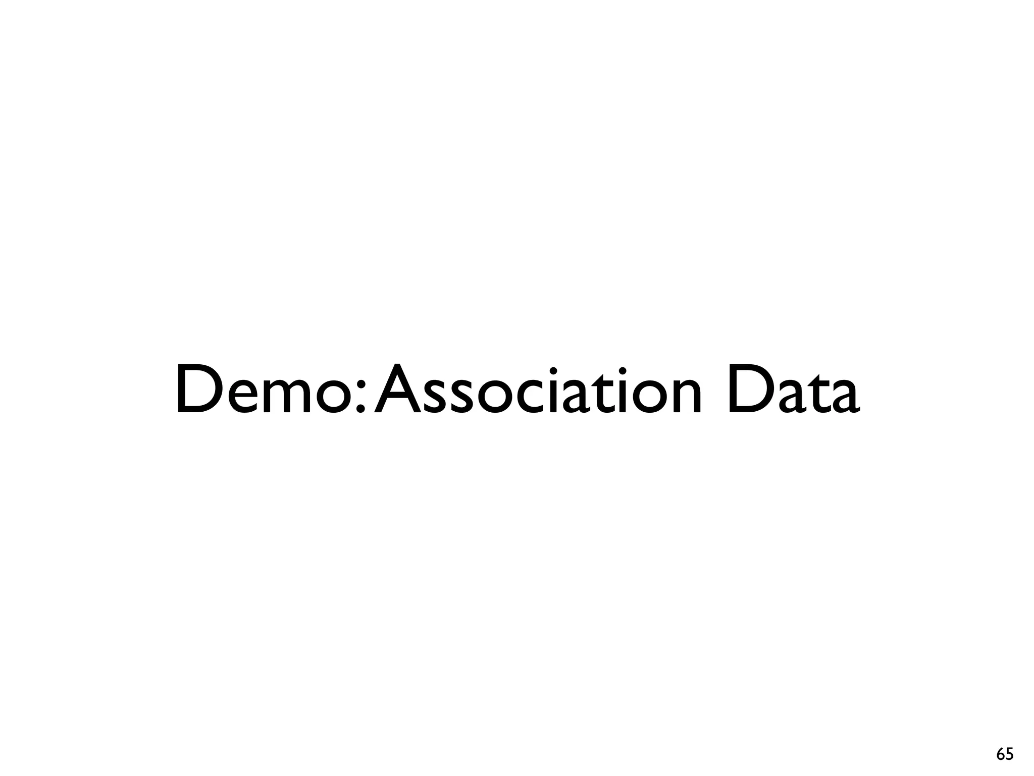 Demo:Association Data
65
 