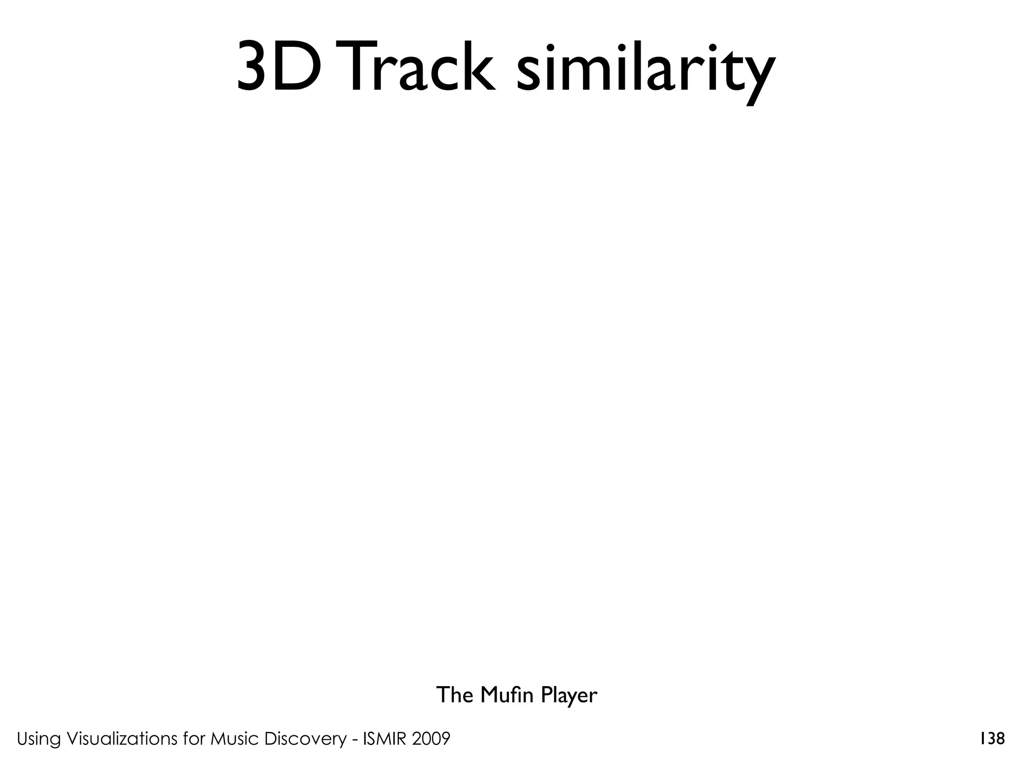 Using Visualizations for Music Discovery - ISMIR 2009
The Mufin Player
3D Track similarity
138
 