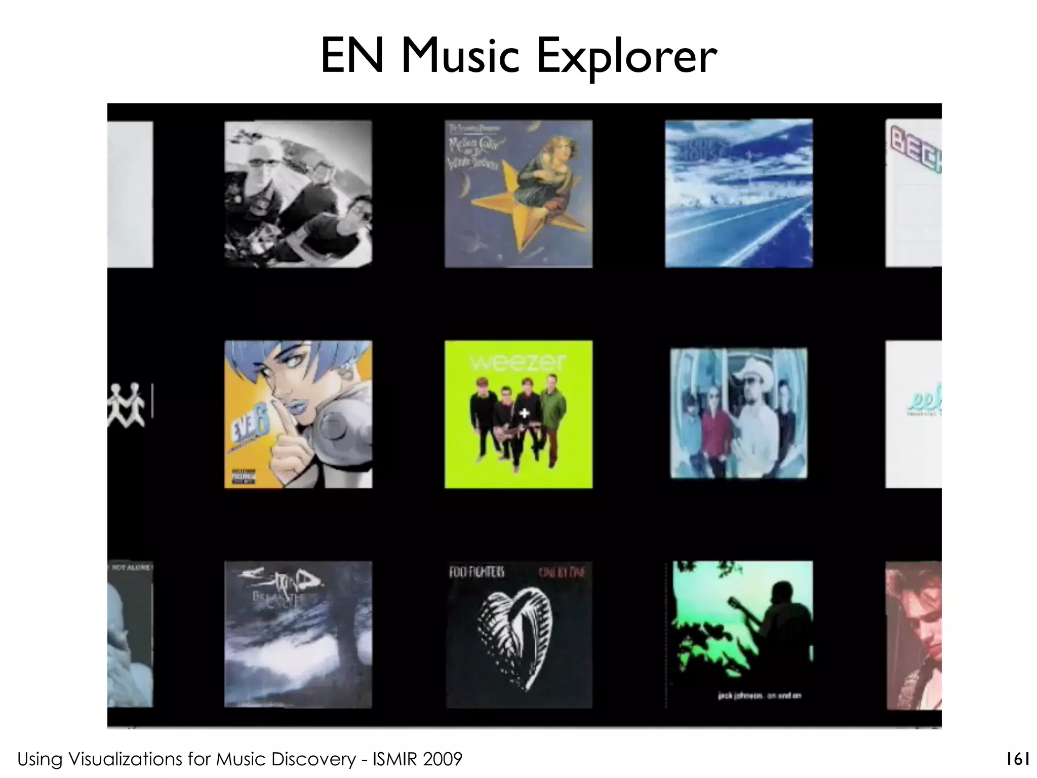 Using Visualizations for Music Discovery - ISMIR 2009
EN Music Explorer
161
 