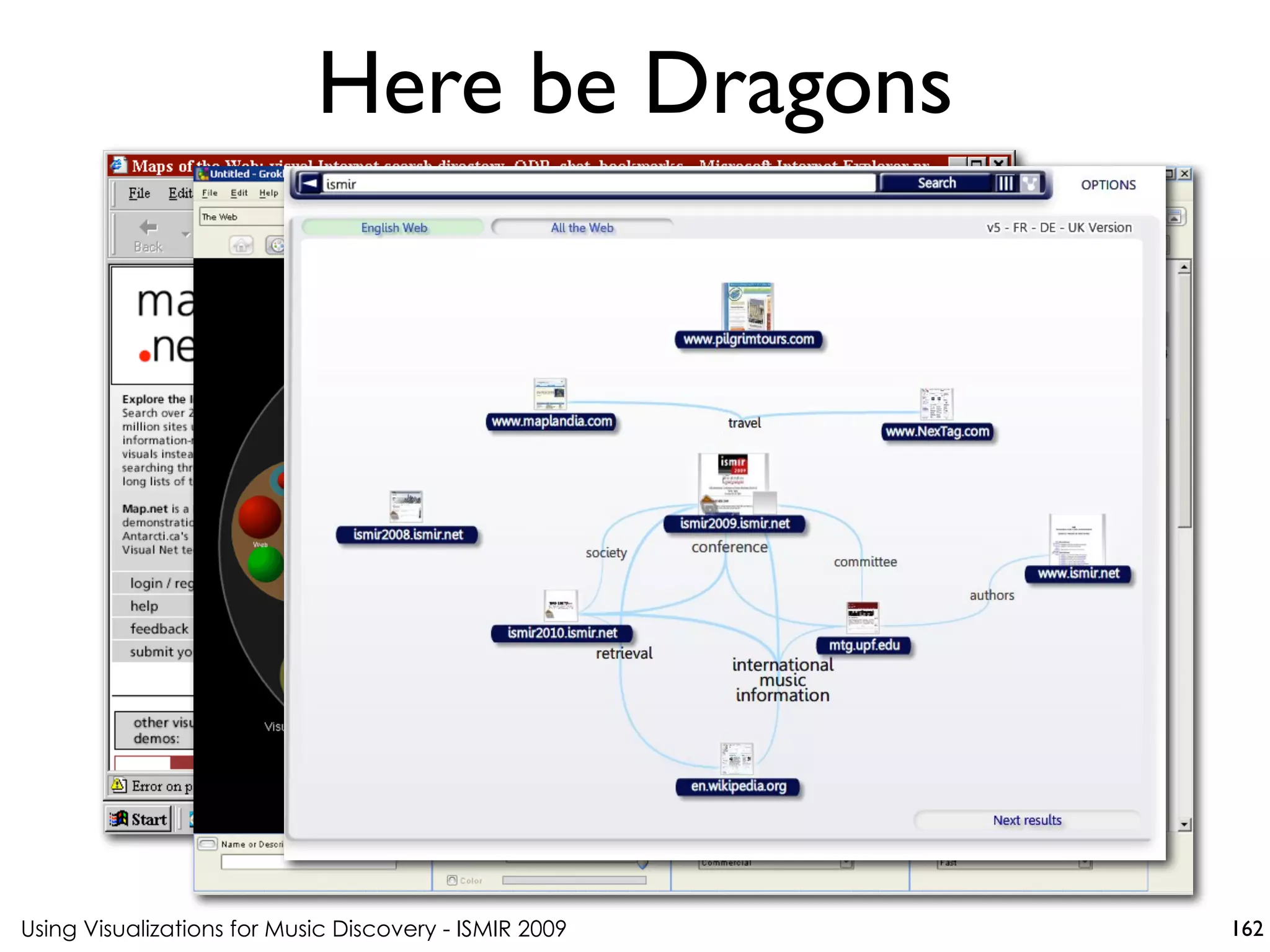 Using Visualizations for Music Discovery - ISMIR 2009
Here be Dragons
162
 
