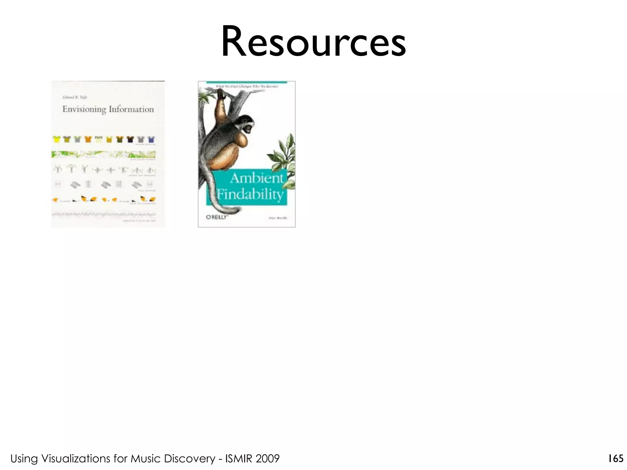 Using Visualizations for Music Discovery - ISMIR 2009
Resources
165
 