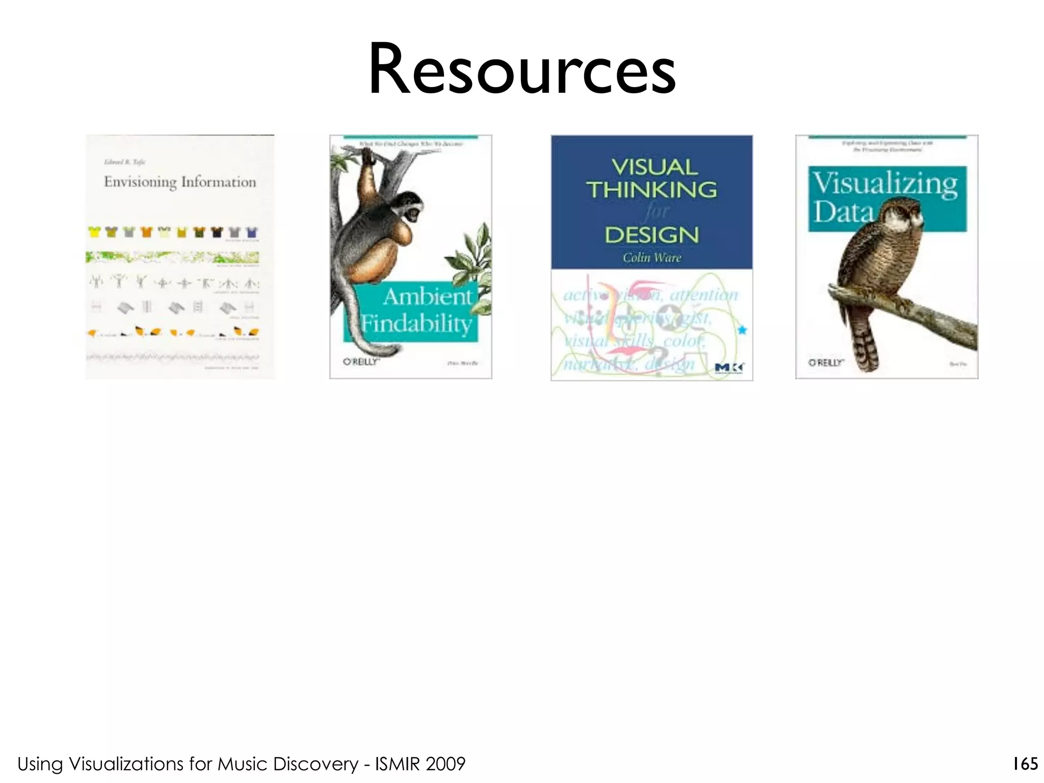 Using Visualizations for Music Discovery - ISMIR 2009
Resources
165
 