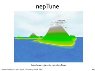 Using Visualizations for Music Discovery - ISMIR 2009
http://www.cp.jku.at/projects/nepTune/
nepTune
124
 