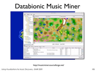 Using Visualizations for Music Discovery - ISMIR 2009
http://musicminer.sourceforge.net/
Databionic Music Miner
125
 
