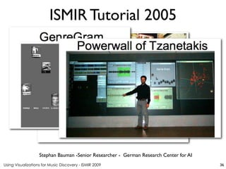 Using Visualizations for Music Discovery - ISMIR 2009
Stephan Bauman -Senior Researcher - German Research Center for AI
ISMIR Tutorial 2005
36
 
