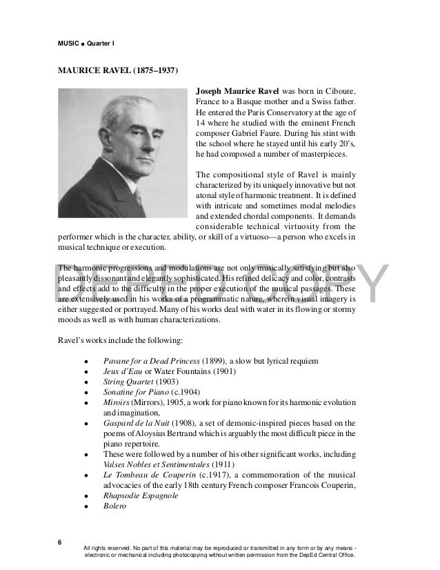 music 10 learning material maurice ravel famous works