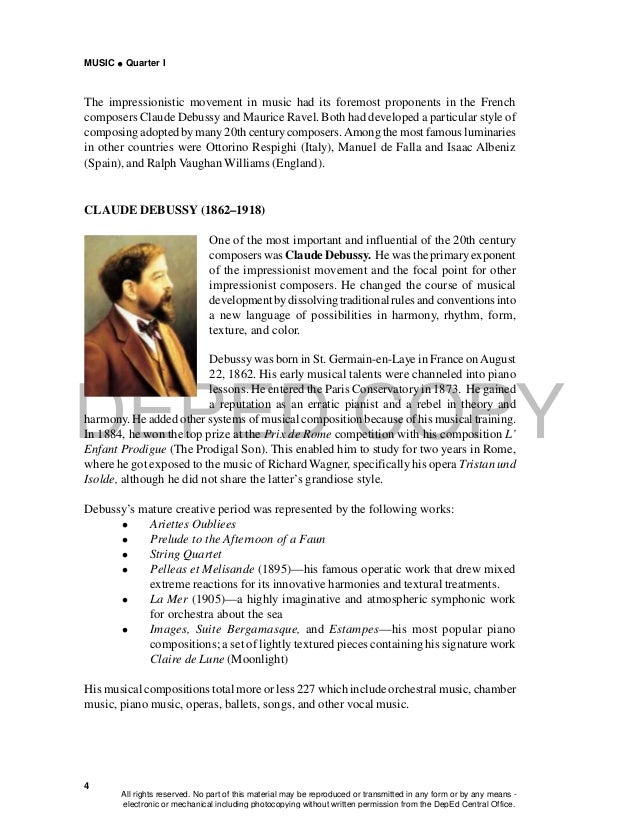 Grade 10 Music - Learning Material {Unit I: MUSIC OF THE 20TH CENTURY}