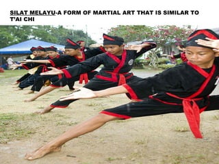 SILAT MELAYU-A FORM OF MARTIAL ART THAT IS SIMILAR TO
T’AI CHI
 