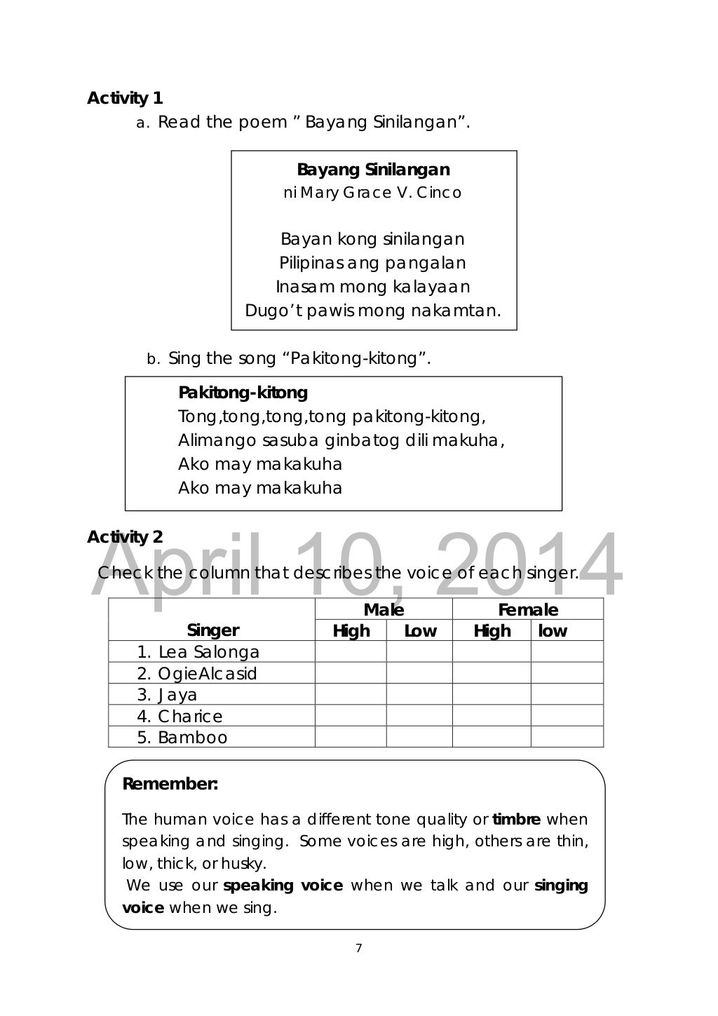 Grade 3 Music Learners Module
