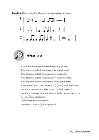 Music6 q1 mod4_creating-rhythmic-patterns_version3 | PDF
