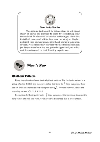 Music6 q1 mod4_creating-rhythmic-patterns_version3 | PDF