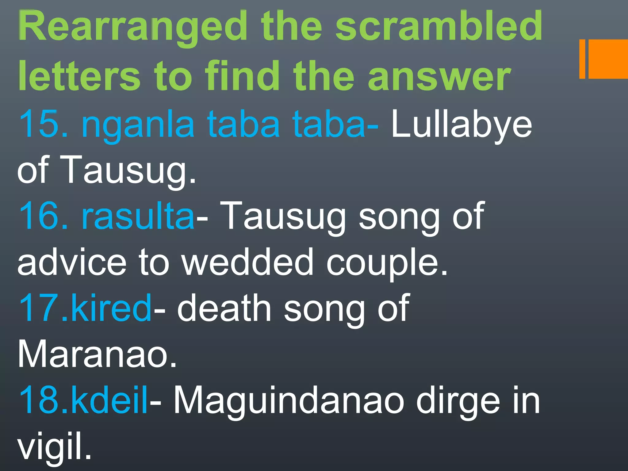 Music 7 lesson #3 other instruments of mindanao | PDF