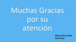 Muchas Gracias
por su
atención
Mario Pérez Galán
Raúl Plaza
 