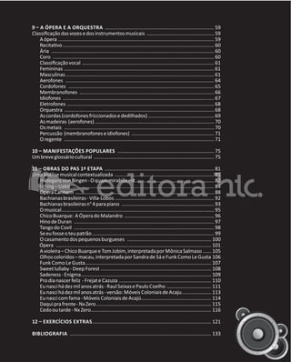 A ópera
Ária
Coro
Femininas
Aerofones
Cordofones
membranofones
Idiofones
Eletrofones
As madeiras (aerofones)
Os metais
70
70
71
71
O regente
81
81
82
Ópera Carmem
88
92
93
Ópera do malandro
Hino de D
Tango do Covil
97
98
99
100
101
Ópera
C
b
Tom obim, interpretada por m
sandra de sá e F
Como le g
Deep Forest
Enigma
F
C
r
seixas e p
C
móveis Coloniais de A
móveis Coloniais de A
salmaso
Como le g
107
108
109
110
111
113
121
133