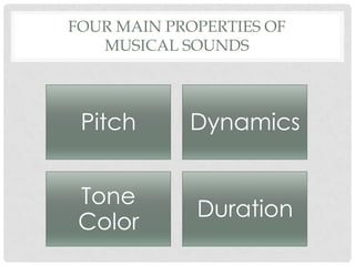 Four main properties of musical sounds
