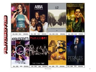 Año: 2002 0316     ORIGINAL   Año: 2002   0317    ORIGINAL   Año: 2002 0318     ORIGINAL    Año: 2004 0319    ORIGINAL




Año: 2008   0320   ORIGINAL   Año: 2008    0883   ORIGINAL   Año: 2008   0436   ORIGINAL   Año: 2008   0405   ORIGINAL

                                                       Musicales                                                         8
 