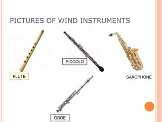 PICTURES OF WIND INSTRUMENTS

PICCOLO

FLUTE

SAXOPHONE

OBOE

 