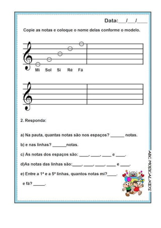Musicalização infantil  exercicios