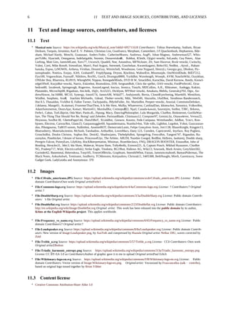 6 11 TEXT AND IMAGE SOURCES, CONTRIBUTORS, AND LICENSES
11 Text and image sources, contributors, and licenses
11.1 Text
• Musical note Source: https://en.wikipedia.org/wiki/Musical_note?oldid=695711618 Contributors: Tobias Hoevekamp, Sodium, Bryan
Derksen, Tarquin, Jeronimo, Karl E. V. Palmen, Christian List, Gianfranco, Merphant, Camembert, J.F.Quackenbush, Hephaestos, Bde-
sham, Michael Hardy, Menchi, Goatasaur, Anders Feder, CatherineMunro, Andrewa, AugPi, Johan Magnus, Andrewman327, Whis-
perToMe, Hyacinth, Omegatron, Indefatigable, Stormie, Donarreiskoer,ﬀ Robbot, R3m0t, Ojigiri~enwiki, SoLando, Guy Peters, Alan
Liefting, Matt Gies, JamesMLane, Xorx77, Utcursch, Quadell, Noe, Antandrus, MFNickster, Zfr, Sam Hocevar, Rsvk~enwiki, Cwitschy,
Valmi, Corti, Mike Rosoft, SimonEast, Mani1, Paul August, Stereotek, Goochelaar, Kwamikagami, Bobo192, NetBot, .:Ajvol:., Haham
hanuka, Espoo, LtNOWIS, Arthena, Viridian, DreamGuy, Wtmitchell, Woodstone, Gene Nygaard, HenryLi, Georgia guy, Dbolton, Pic-
tureuploader, Noetica, Essjay, A3r0, Graham87, FreplySpang, Dvyost, Rjwilmsi, Wahooﬁve, Missmarple, OneWeirdDude, Bill37212,
Eyu100, Vegaswikian, FayssalF, Nihiltres, RexNL, Gurch, Drumguy8800, YurikBot, Wavelength, Woseph, AVM, NawlinWiki, Ozzykhan,
ONEder Boy, Rbarreira, RL0919, Wknight94, Nippoo, RenegadeMinds, DVD R W, SmackBot, Kurochka, David Kernow, Reedy, Knowl-
edgeOfSelf, KocjoBot~enwiki, Natrix, Eskimbot, Bromskloss, D39, SergeantBolt, Chris the speller, OAS~enwiki, FordPrefect42, Octa-
hedron80, Javalenok, Springeragh, Rogermw, AussieLegend, Ioscius, Jennica, TonySt, MDCollins, A.R., Rhkramer, Andeggs, Kukini,
Platonides, Microchip08, Rigadoun, Jim.belk, 16@r, Avs5221, Dicklyon, MTSbot~enwiki, Amakuru, Blehfu, Generalcp702, Dgw, An-
drewHowse, Jac16888, MC10, Synergy, Jono4174, JamesAM, Wikid77, Andyjsmith, Berria, ClosedEyesSeeing, Marek69, Mentiﬁsto,
WinBot, Seaphoto, Aruo,ﬀ Joachim Michaelis, Gdead, Thuber~enwiki, Mdz, N64349, Sluzzelin, JAnDbot, Struthious Bandersnatch,
Hut 8.5, Thasaidon, VoABot II, Fallon Turner, Tachypaidia, JMyrleFuller, Jtir, MartinBot, Penpen~enwiki, Anaxial, CommonsDelinker,
J.delanoy, Mange01, Acalamari, FrummerThanThou, It Is Me Here, Mufka, Whateverist, CardinalDan, Idioma-bot, Xenonice, VolkovBot,
AdamSommerton, DoorsAjar, Kotiarr, Martin451, MarshallKe, Cremepu222, Njarl, Canada-kawaii, Sauronjim, SieBot, TJRC, Brkress,ﬀ
Ferbr1, Caltas, TorLillqvist, Oda Mari, Paolo.dL, JSpung, Macy, DancingPhilosopher, Lulu Margarida, ClueBot, Binksternet, GorillaWar-
fare, The Thing That Should Not Be, Boing! said Zebedee, ParisianBlade, Chininazu12, Computer97, Gemini.liz, Ottawa4ever, Versus22,
Heyzeuss, SoxBot III, GhettoPappi144, DumZiBoT, XLinkBot, Gnowor, Koumz, Fede.Campana, Weitzhandler, Addbot, Tcncv, Ron-
hjones, Electron, CarsracBot, Glane23, Ganjasmuggler69, Squandermania, Numbo3-bot, Tide rolls, Lightbot, Legobot, Yobot, Guocuozuo-
duo, Ptbotgourou, TaBOT-zerem, Nallimbot, AnomieBOT, DemocraticLuntz, Felipe Gonçalves Assis, Jim1138, BlazerKnight, Kingpin13,
Bluerasberry, Materialscientist, McSush, Taeshadow, ArthurBot, LovesMacs, Dany 123, Cureden, Capricorn42, Inyrface, Ruy Pugliesi,
GrouchoBot, Doulos Christos, Sophus Bie, Deni42, Shadowjams, Thehelpfulbot, Spongefrog, FrescoBot, Tangent747, Rigaudon, Ra-
zornylon, Pinethicket, I dream of horses, PrincessofLlyr, The Arbiter, A8UDI, Number Googol, RedBot, Hellzies, Jauhienij, Double sharp,
Peregrin Falcon, PointyEars, LilyKitty, RocK&terpretation, Minimac, Brambleclawx, FNQ, DRAGON BOOSTER, EmausBot, John of
Reading, Heracles31, 3dec3, Ida Shaw, Makecat, Wayne Slam, Tolly4bolly, Esimon221, Δ, Captain Pouch, Mikhail Ryazanov, ClueBot
NG, Pradeep717, Widr, Electriccatﬁsh2, Strike Eagle, Titodutta, BG19bot, Hallows AG, Wiki13, Sowsnek, Mark Arsten, GreyAlien502,
Gurinder62, Basemetal, Heterodoxa, Torp105, TowerOfBricks, Graphium, SteenthIWbot, Faizan, Jamesmcmahon0, BamanPiderman, The
Black Notes, Ankurkshwh, Tentinator, JustBerry, TCMemoire, Kmiyashiro, Chrisrak11, S405388, BethNaught, Mierb, Garettracey, Some
Gadget Geek, LadyLeodia and Anonymous: 370
11.2 Images
• File:Cifrado_americano.JPG Source: https://upload.wikimedia.org/wikipedia/commons/a/ab/Cifrado_americano.JPG License: Public
domain Contributors:Own work Original artist:Ferbr1
• File:Commons-logo.svg Source: https://upload.wikimedia.org/wikipedia/en/4/4a/Commons-logo.svg License: ? Contributors:? Original
artist:?
• File:DoubleSharp.svg Source: https://upload.wikimedia.org/wikipedia/commons/3/3a/DoubleSharp.svg License: Public domain Contrib-
utors: 's ﬁle Original artist:
• File:Doubleflat.svg Source: https://upload.wikimedia.org/wikipedia/commons/2/23/Doubleflat.svg License: Public domain Contributors:
http://en.wikipedia.org/wiki/Image:Doubleflat.svg Original artist: This work has been released into the public domain by its author,
Ktims at the English Wikipedia project. This applies worldwide.
• File:Frequency_vs_name.svg Source: https://upload.wikimedia.org/wikipedia/commons/6/65/Frequency_vs_name.svg License: Public
domain Contributors:? Original artist:?
• File:Loudspeaker.svg Source:https://upload.wikimedia.org/wikipedia/commons/8/8a/Loudspeaker.svg License: Public domain Contrib-
utors: New version of Image:Loudspeaker.png, by AzaToth and compressed by Hautala Original artist:Nethac DIU, waves corrected by
Zoid
• File:Treble_a.svg Source: https://upload.wikimedia.org/wikipedia/commons/5/57/Treble_a.svg License: CC0 Contributors: Own work
Original artist:Dbolton
• File:Triadic_harmonic_entropy.png Source: https://upload.wikimedia.org/wikipedia/commons/3/3a/Triadic_harmonic_entropy.png
License:CC BY-SA 3.0 us Contributors:Author of graphic gave it to me to upload Original artist:Paul Erlich
• File:Wiktionary-logo-en.svg Source: https://upload.wikimedia.org/wikipedia/commons/f/f8/Wiktionary-logo-en.svg License: Public
domain Contributors: Vector version of Image:Wiktionary-logo-en.png. Originalartist: Vectorized by Fvasconcellos (talk · contribs),
based on original logo tossed together by Brion Vibber
11.3 Content license
• Creative Commons Attribution-Share Alike 3.0
 