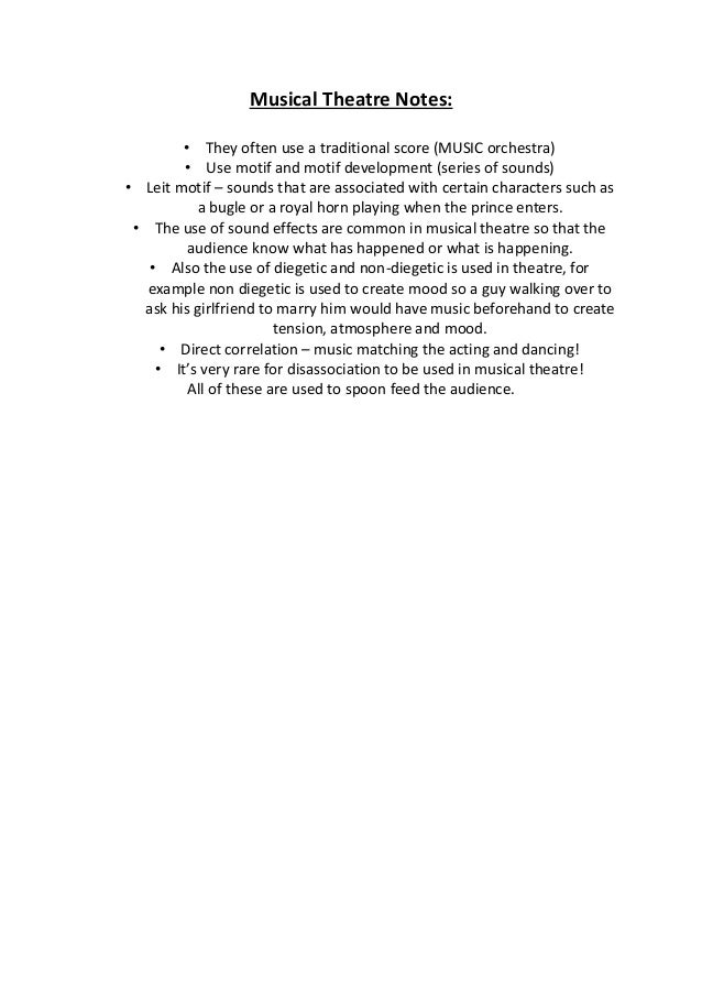 Musical theatre notes