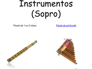 Instrumentos
        (Sopro)
Flauta de 1 ou 2 tubos   Flauta de pã Kuvikli
 