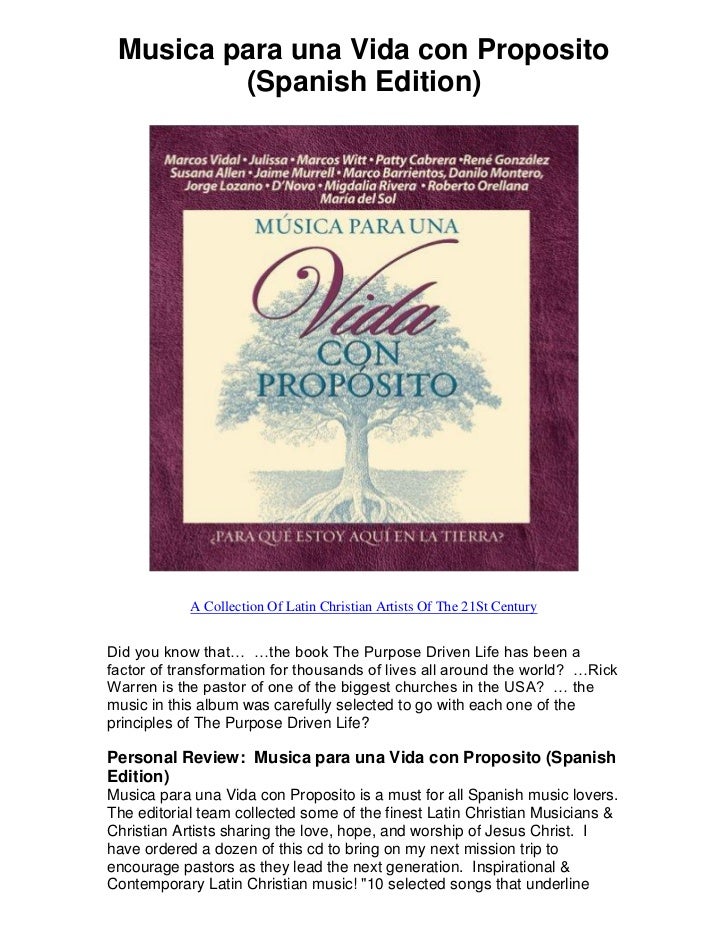 Musica para una vida con proposito spanish edition a collection of