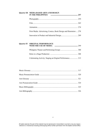 MUSIC and ARTS Gr. 10 Learner's Module Quarter 1 to 4 complete | PDF