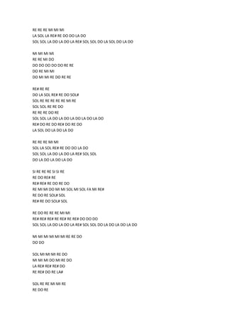 RE RE RE MI MI MI
LA SOL LA RE# RE DO DO LA DO
SOL SOL LA DO LA DO LA RE# SOL SOL DO LA SOL DO LA DO
MI MI MI MI
RE RE MI DO
DO DO DO DO DO RE RE
DO RE MI MI
DO MI MI RE DO RE RE
RE# RE RE
DO LA SOL RE# RE DO SOL#
SOL RE RE RE RE RE MI RE
SOL SOL RE RE DO
RE RE RE DO RE
SOL SOL LA DO LA DO LA DO LA DO LA DO
RE# DO RE DO RE# DO RE DO
LA SOL DO LA DO LA DO
RE RE RE MI MI
SOL LA SOL RE# RE DO DO LA DO
SOL SOL LA DO LA DO LA RE# SOL SOL
DO LA DO LA DO LA DO
SI RE RE RE SI SI RE
RE DO RE# RE
RE# RE# RE DO RE DO
RE MI MI DO MI MI SOL MI SOL FA MI RE#
RE DO RE SOL# SOL
RE# RE DO SOL# SOL
RE DO RE RE RE MI MI
RE# RE# RE# RE RE# RE RE# DO DO DO
SOL SOL LA DO LA DO LA RE# SOL SOL DO LA DO LA DO LA DO
MI MI MI MI MI MI RE RE DO
DO DO
SOL MI MI MI RE DO
MI MI MI DO MI RE DO
LA RE# RE# RE# DO
RE RE# DO RE LA#
SOL RE RE MI MI RE
RE DO RE

 