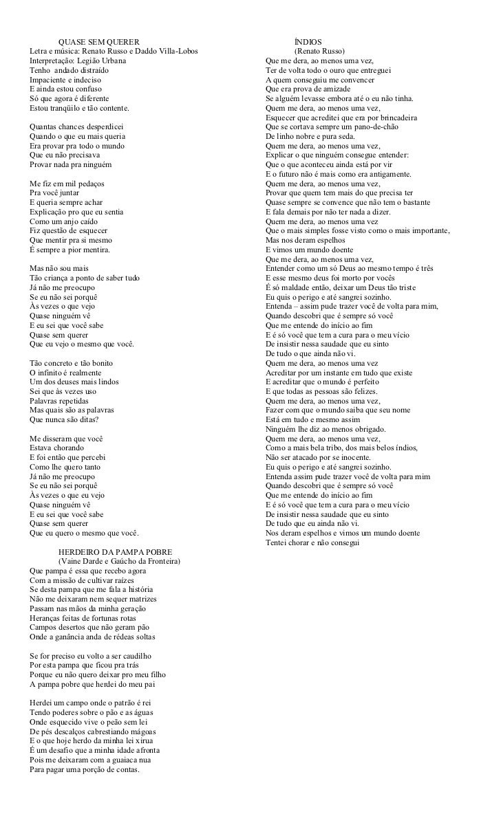 Letra Da Musica Mais Uma Vez Legião Urbana