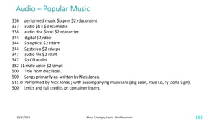Music Cataloging Basics (October 2018)