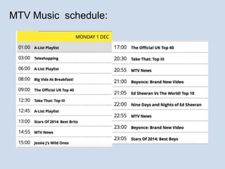 MTV Music schedule: 
 