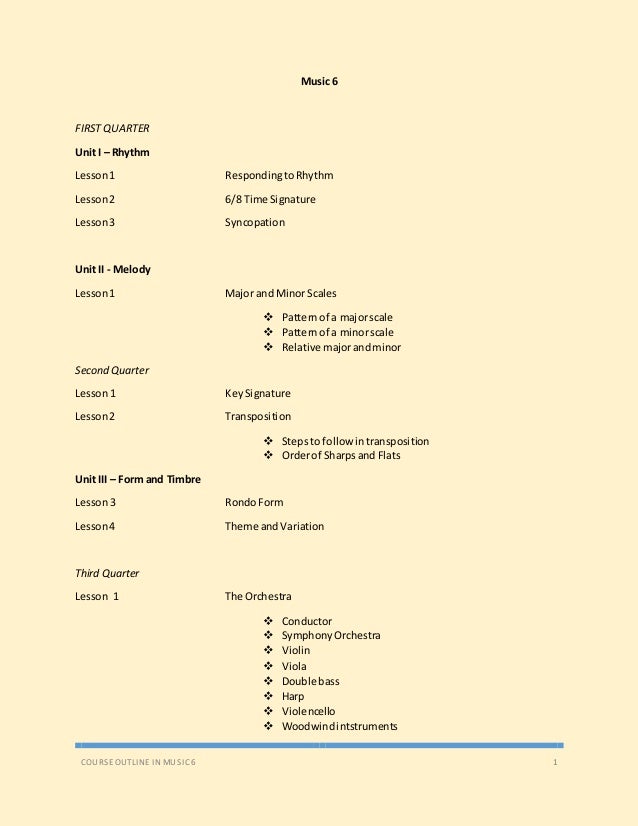 Music 6 Course Outline