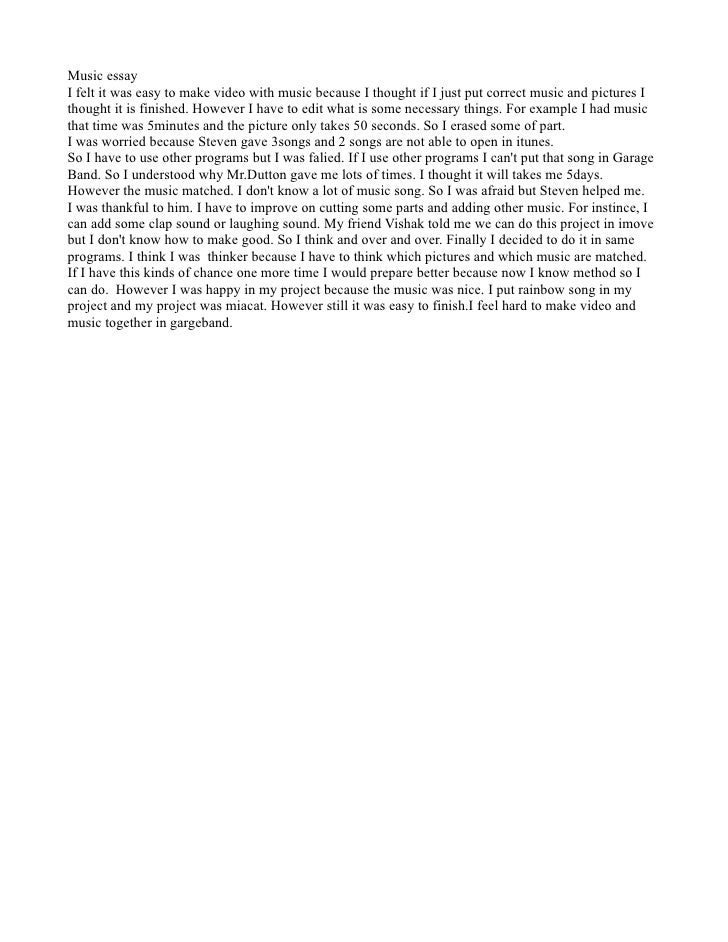 Essay for music