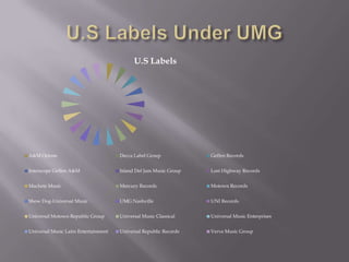 U.S Labels Under UMG
