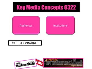 Key Media Concepts G322


   Audiences    Institutions




QUESTIONNAIRE
 