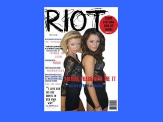 How does your media product represent particular social groups?This magazine was created for mostly a boy audience as the genre rock is based around them, but because I didn’t want it to come across as a sexist magazine so the front cover would catch the female audience as it has two girls on the front (which hopefully will make them pick up this magazine and read it.)