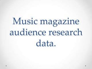 Music magazine
audience research
data.

 