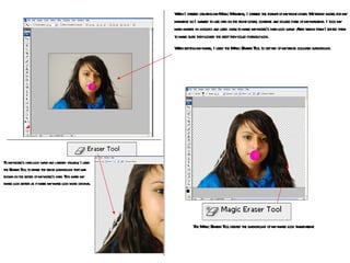 When I started creating my Music Magazine, I started the format of my front cover. My friend model for my magazine so I wanted to use her on the front cover, contents and double page of my magazine. I took my main images in a studio and used a fan to make my model’s hair look wavy. After taking them I edited them to make sure they looked the best they could possibly look. When editing my image, I used the Magic Eraser Tool to get rid of my beige coloured background. The Magic Eraser Tool helped the background of my image look transparent. To my model’s hair look wavy and layered visually, I used the Eraser Tool to erase the beige background that was shown on the edges of my model’s hair. This made my image look better as it made my image look more original. 
