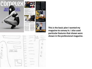 This is the basic plan I wanted my magazine to convey in. I also used particular features that shown were shown in the professional magazine.  