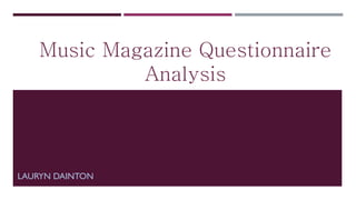 LAURYN DAINTON
Music Magazine Questionnaire
Analysis
 