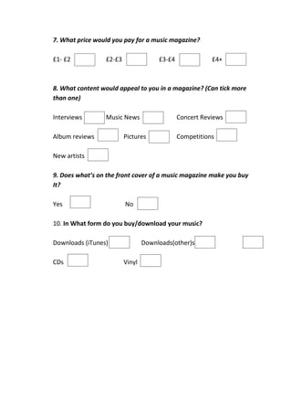 Pdf Music Questionnaire Music magazine questionnaire | DOCX