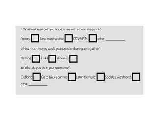 Music magazine questionnaire
