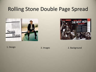 Rolling Stone Double Page Spread




1. Design     3. Images   2. Background
 