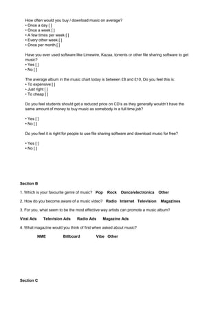 Music media questionnaire | DOCX