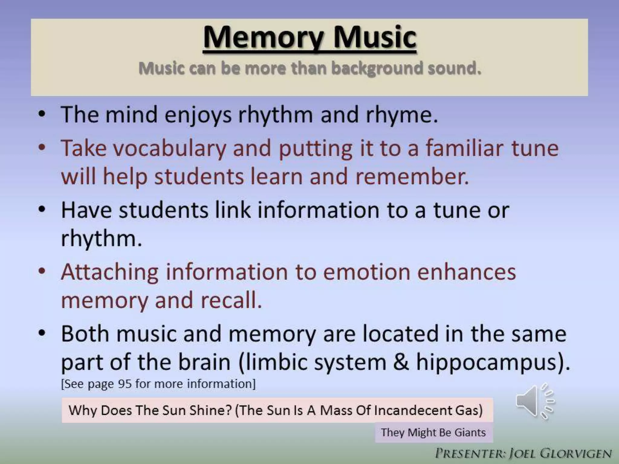 Music mind maps memory