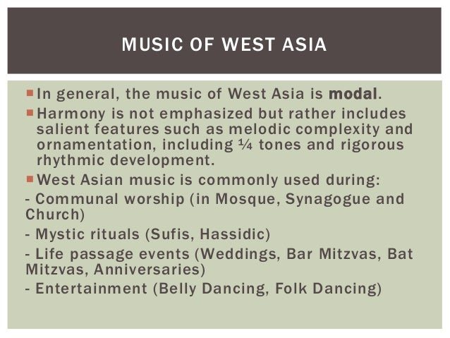 Music of South, Central and West Asia