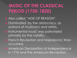 Music of the classical period (1750 1820) | PPTX