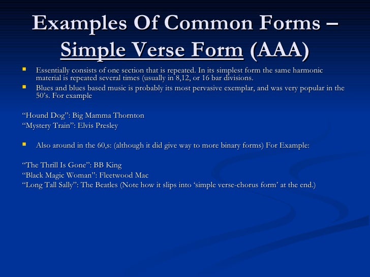 musicology presentation simple verse form