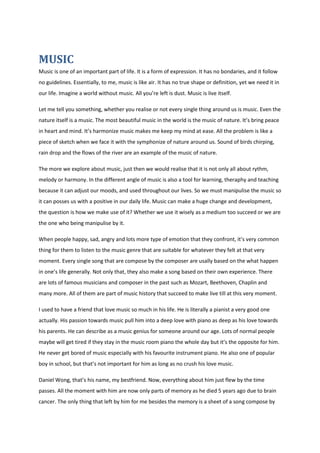 Music Open Handed Essay