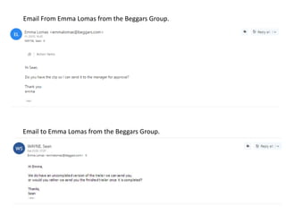 Email From Emma Lomas from the Beggars Group.
Email to Emma Lomas from the Beggars Group.
 